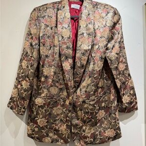 Christy Floral Women's Blazer in Brown and Gold